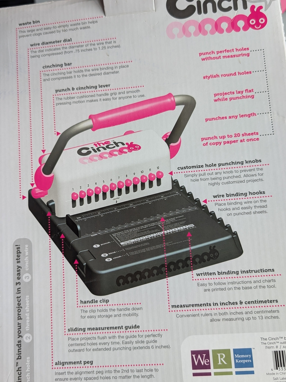We R Memory Keepers The Cinch Pink Book Binding Tool - Picture 11 of 14